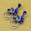 Ocean Blue Rhinestone Big Sapphire Drop Earrings